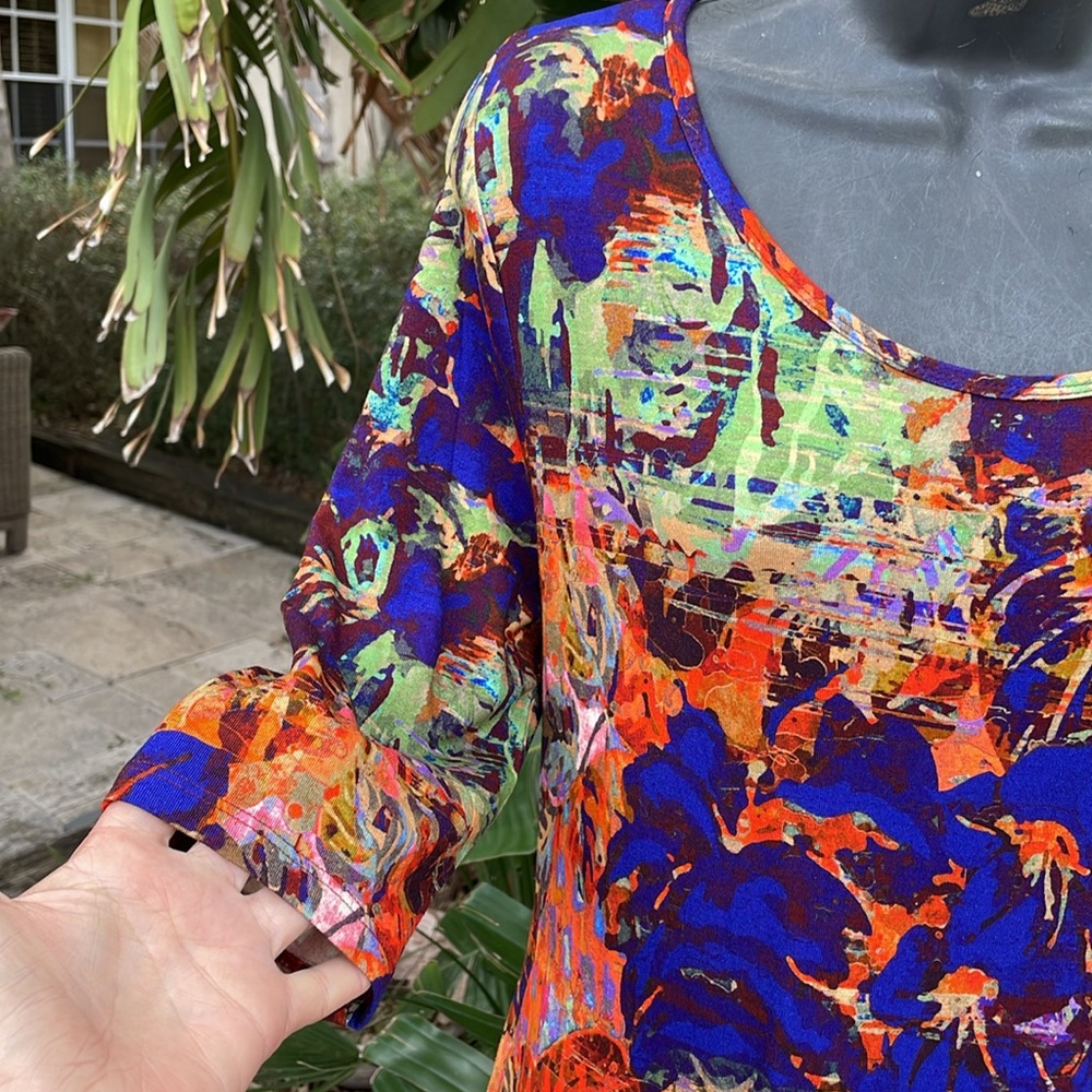 Soft surroundings, dark floral, patchwork knit dr… - image 2